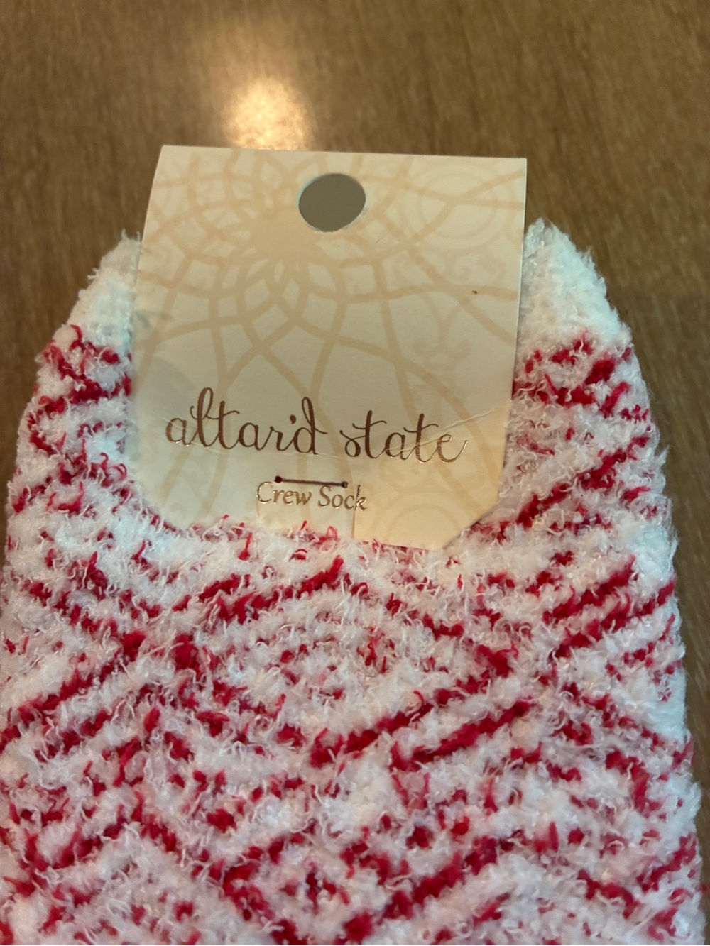 Altar’d State Cozy Red & White Fuzzy Socks, NWT - Picture 3 of 4